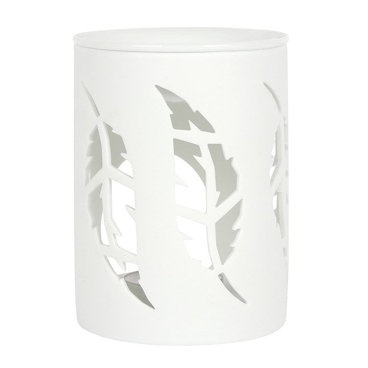 Ce brûleur en céramique blanche apporte une touche de légèreté dans votre décoration grâce à ses plumes découpées, le tout dans un joli design contemporain!